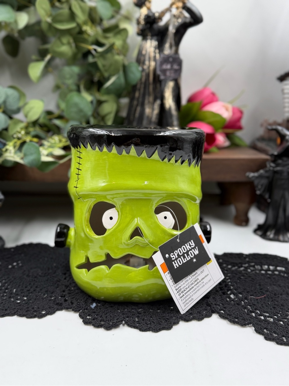 spooky hollow frankenstein led light-up halloween decor nwt